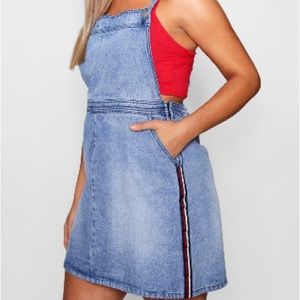 Denim plus sized overall dress